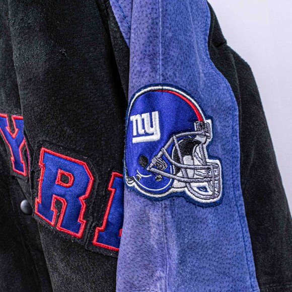 New York Giants NFL Suede Leather Bomber Jacket Varsity XL Y2K Football - Picture 8 of 13